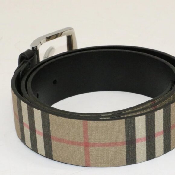 Burberry Men's Check Belt in Archive Beige ITGIOLIN681MP 32/80 - Beige/Black - Picture 6 of 12